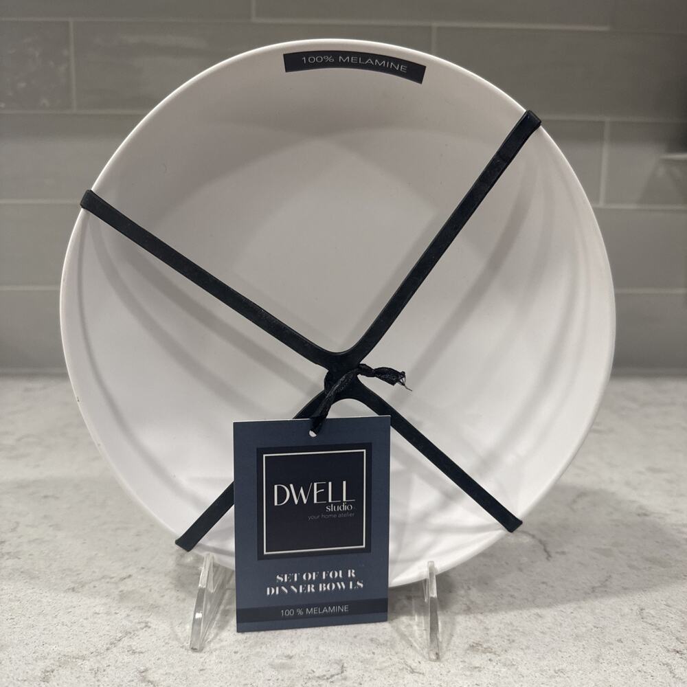 Set of 4 DWELL STUDIO Pasta Salad 9x2” Bowls Matte White Melamine Dinner Bowl